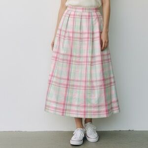 Hartstrings Vintage Plaid Taffeta Full Length Skirt Pink Size 8